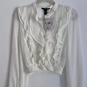 Amazing White Fringe Crop Blouse - NWT